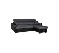 Happy Garden Canapé d'angle convertible WARREN 3 places gris chiné et noir