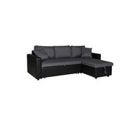 Happy Garden Canapé d'angle convertible CLARK 3 places gris chiné et noir