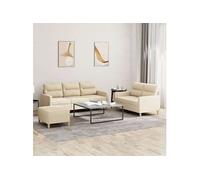 Ensemble de Canapés avec Coussins Sièges Salon 2 pcs Jaune Clair Tissu vidaXL