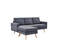 Canapé d'angle Altobuy KULMA - Canapé d'Angle Réversible Gris Foncé Capitonné -