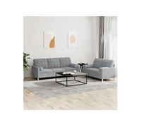 Ensemble de Canapés avec Coussins Sièges Salon Maison 2 pcs Noir Tissu vidaXL