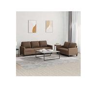 Vidaxl Ensemble De Canapés 2 Pcs Avec Coussins Marron Tissu Marron