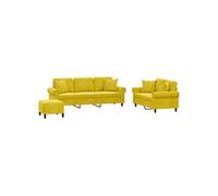 Vidaxl Ensemble De Canapés 3 Pcs Avec Coussins Jaune Velours Jaune