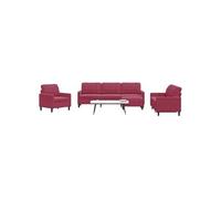 Canape angle fixe 3 places en velours rouge 77 x 226 x 80 cm