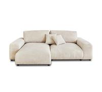 Lisa Design - Canapé d'angle Réversible Garance en Velours Côtelé - Sofa Beige 4 Places - Angle Droit - ou Gauche - Salon