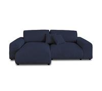 Lisa Design - Canapé d'angle Réversible Garance en Velours Côtelé - Sofa Bleu Nuit 4 Places - Angle Droit - ou Gauche - Salon