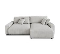 Lisa Design - Canapé d'angle Convertible avec Coffre Réversible Pivoine en Velours Côtelé - Canapé Lit - Sofa Gris Clair 4 Places - Angle Droit - ou Gauche - Salon