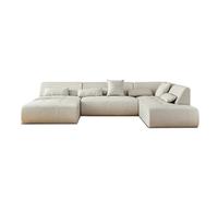 Lisa Design - Canapé Panoramique d'angle Droit - Onyx en Tissu - Grand Sofa XXL Beige 7 Places - Salon