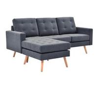 Canapé d'angle Altobuy KULMA - Canapé d'Angle Réversible Gris Foncé Capitonné -