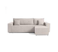 Cezanne - canapé d'angle réversible - 4 places - convertible avec coffre - en velours côtelé - Beige