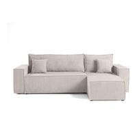 Cezanne - canapé d'angle réversible - 4 places - convertible avec coffre - en velours côtelé - Beige