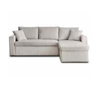Cyrus - canapé d'angle réversible 4 places - convertible avec coffre - en velours côtelé - Gris clair