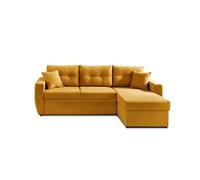 Canape angle fixe BEST MOBILIER 4 places en polyester jaune 146 x 226 x 85 cm