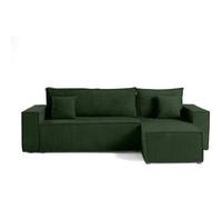 Best mobilier Canapé d'angle réversible Cezanne 4 places convertible à coffre velours côtelé Vert