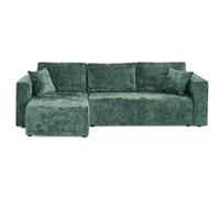 Topaze - canapé d'angle réversible 4 places convertible avec coffre en velours à relief texturé - Vert Vert