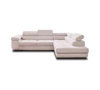 Best mobilier Canapé d'angle droit Zaria convertible coffre velours côtelé 5 places Beige
