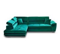 Best mobilier – Canapé d'angle Dimas convertible 5 places angle gauche velours vert avec coffre