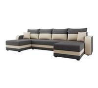 Canape angle fixe BEST MOBILIER 7 places en polyester gris 129 x 313 x 80 cm Gris / Beige G