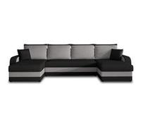 Canape angle fixe BEST MOBILIER 7 places en polyester gris 140 x 304 x 80 cm Noir / Gris G