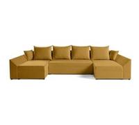 Canape angle fixe BEST MOBILIER 7 places en polyester jaune 139 x 321 x 80 cm Jaune G