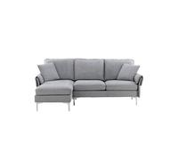 Canape angle fixe ebuy24 3 places en polyester gris 212 x 212 x 91 cm