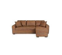 Canape angle fixe en.casa 4 places en tissu marron 151 x 244 x 85 cm