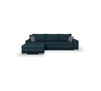Canape angle fixe en.casa 5 places en polyester bleu 188 x 289 x 88 cm