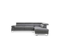 Canape angle fixe en.casa 5 places en velours gris 180 x 260 x 72 cm