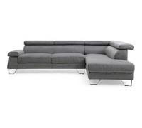 Canape angle fixe en.casa 5 places en velours gris 180 x 260 x 72 cm Gris G