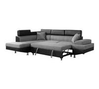 Canapé D'angle Convertible Sophia Luxe - 265 X 190.5 X 80/91 Cm - Noir / Gris - 5 Places - Angle Gauche Gris