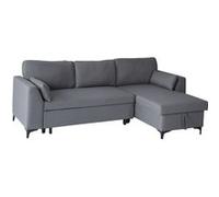 Happy Garden Canapé d'angle convertible LOGAN 3 places, méridienne réversible, coffre Gris