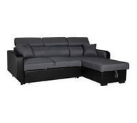 Happy Garden Canapé d'angle convertible WARREN 3 places gris chiné et noir