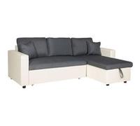 Canape angle fixe HAPPY GARDEN 3 places en polyester gris 60 x 146 x 85 cm Blanc G