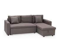 Happy Garden Canapé d'angle convertible Clark 3 places – tissu gris chiné, coffre de rangement