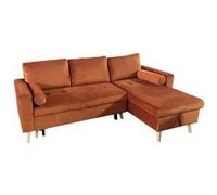 Happy Garden Canapé d'angle convertible JAMES 3 places en velours terracotta