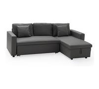 Happy Garden Canapé d'angle convertible CLARK simili 3 places gris