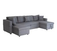 Canape angle fixe HAPPY GARDEN 4 places en polyester gris 146 x 294 x 85 cm Gris G