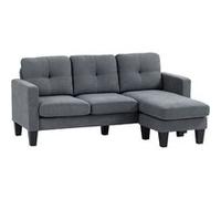 HomCom Canapé d'angle 3 places dossier effet capitonné Polyester 186 x 130 x 84 cm Gris