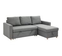 Canapé d'angle 3 places convertible réversible - coffre intégré - garnissage mousse haute densité - tissu gris