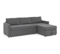 IDMarket Canapé d'angle convertible Noah avec méridienne coffre en tissu gris anthracite