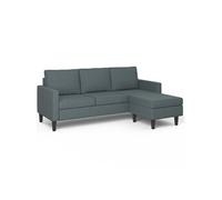 IDMarket Canapé d'angle MARIUS 3 places réversible 200 cm tissu gris anthracite
