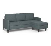 IDMarket Canapé d'angle MARIUS 3 places réversible 200 cm tissu gris anthracite