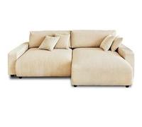 Lisa Design - Canapé d'angle Convertible avec Coffre Réversible Pivoine en Velours Côtelé - Canapé Lit - Sofa Beige 4 Places - Angle Droit - ou Gauche - Salon