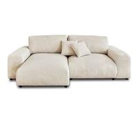 Lisa Design - Canapé d'angle Réversible Garance en Velours Côtelé - Sofa Beige 4 Places - Angle Droit - ou Gauche - Salon