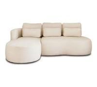 Lisa Design - Canapé d'angle Convertible avec Coffre - Angle Gauche - Mahina en Tissu Bouclette - Canapé Lit - Sofa Beige 4 Places - Salon