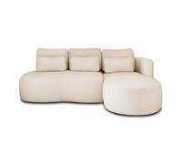 Lisa Design - Canapé d'angle Mahina - Droit 4 places convertible avec coffre en tissu bouclette