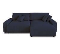 Lisa Design - Canapé d'angle Convertible avec Coffre Réversible Pivoine en Velours Côtelé - Canapé Lit - Sofa Bleu Nuit 4 Places - Angle Droit - ou Gauche - Salon