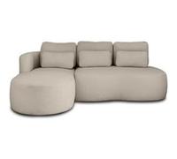 Mahina - canapé d'angle gauche - 4 places - convertible avec coffre - en tissu bouclette - Taupe