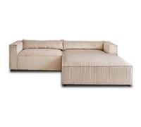 Canape angle fixe LISA DESIGN 4 places en velours beige 266 x 266 x 65 cm Beige G