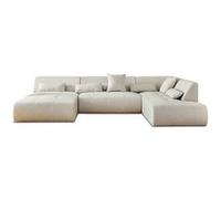 Canape angle fixe LISA DESIGN 7 places en polyester beige 198 x 334 x 77 cm Beige G